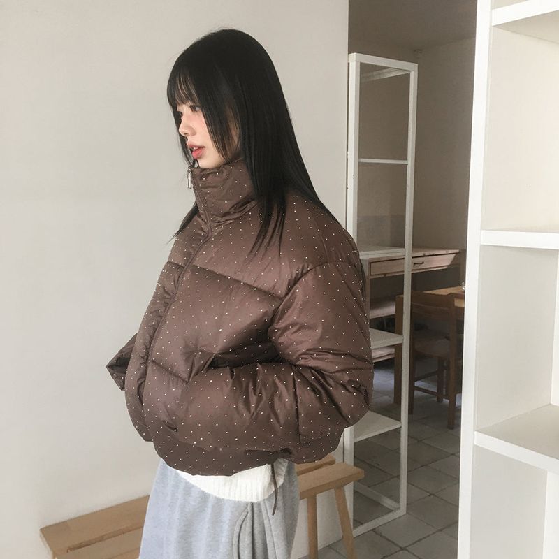 Kand cubic glittering wellon short padded coat