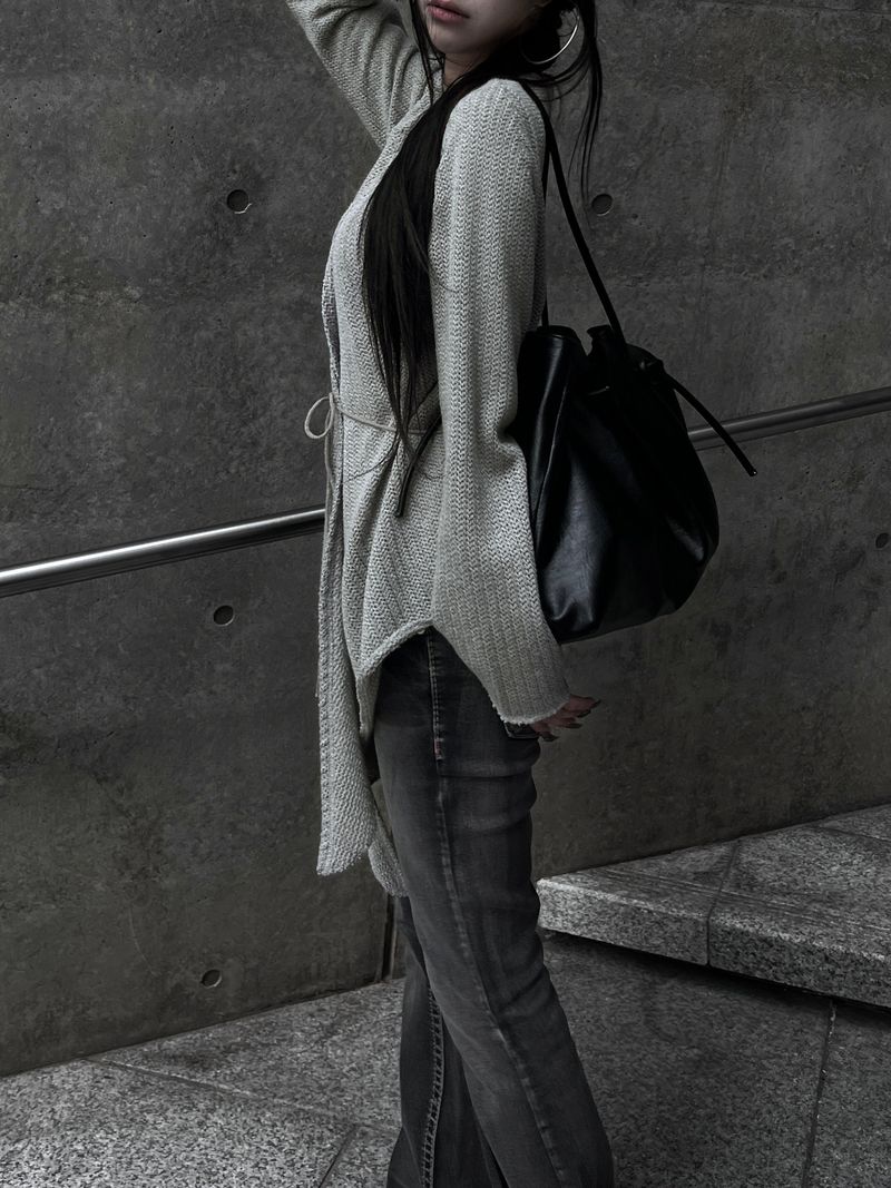 strap frey knit cardigan (2color)