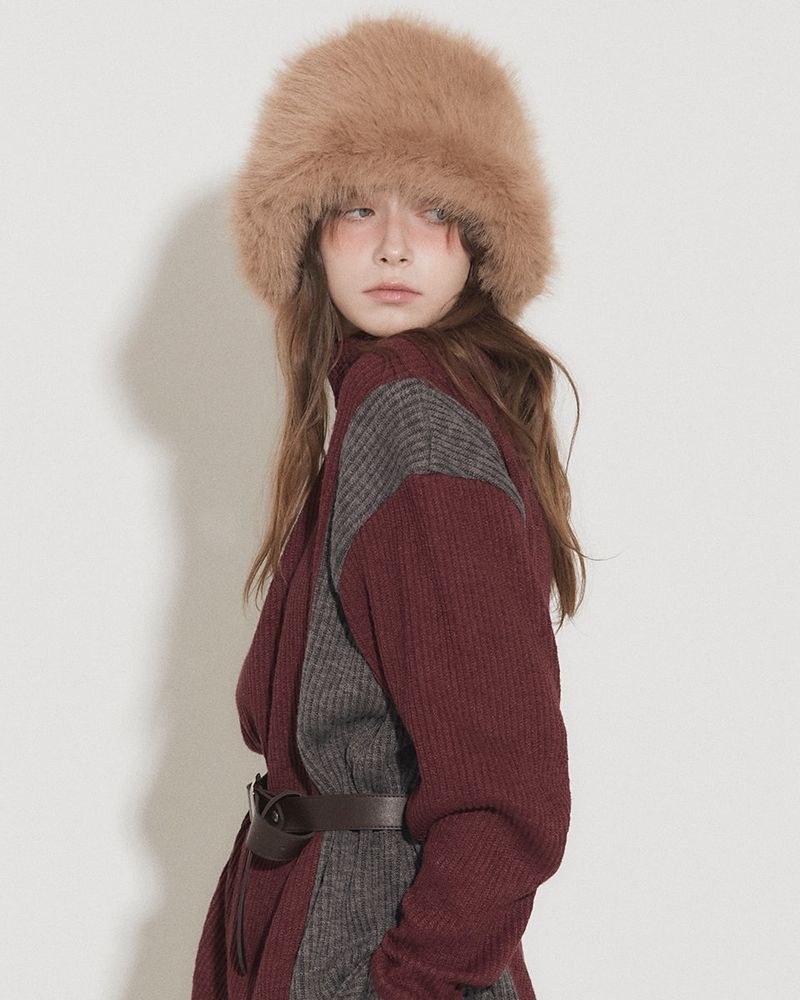 PANEL TURTLENECK PULLOVER [BURGUNDY]