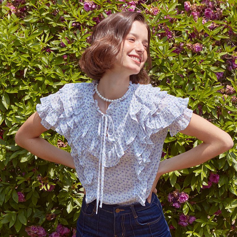VITALSIGN(バイタルサイン)の「Frill Wing Ribbon Blouse (FLOWER)(Tops)」