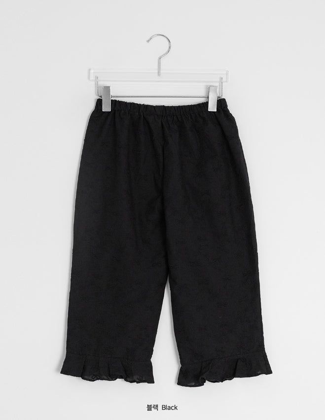 Derson Lace Shirring Banding Capri Pants