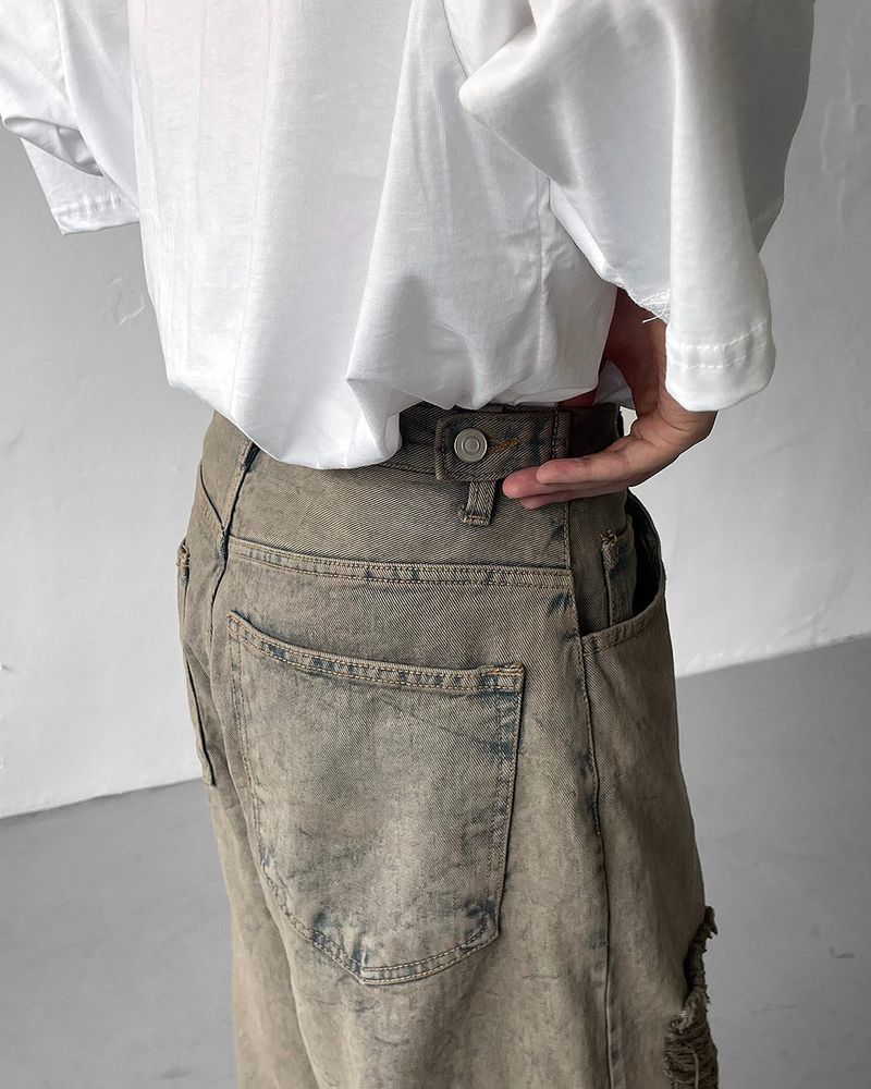 Pulse putty vintage denim Bermuda pants (sand)