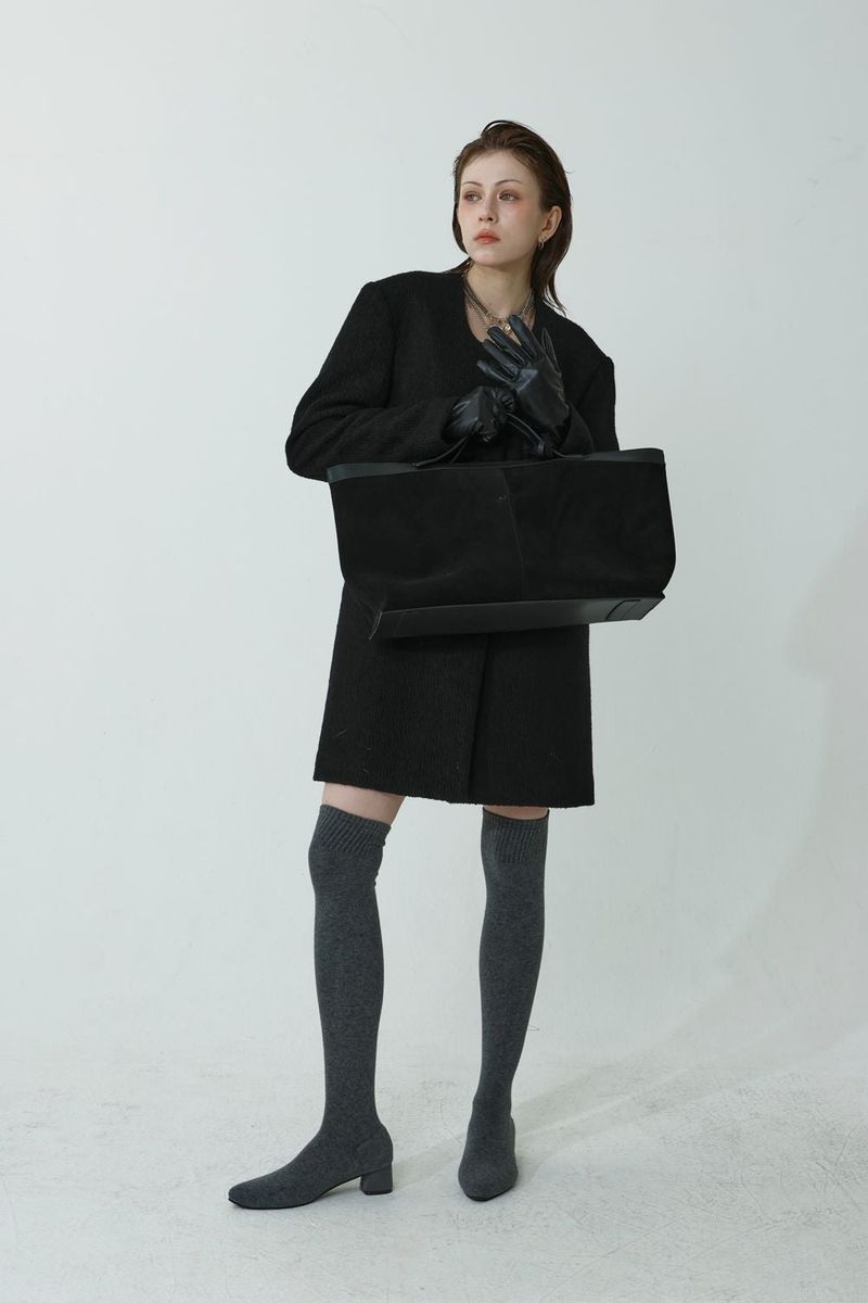 WOOL-LIKE LONG COAT_BLACK