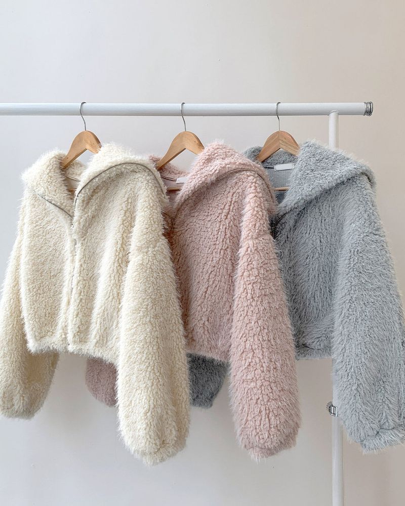 Fur zip-up jacket