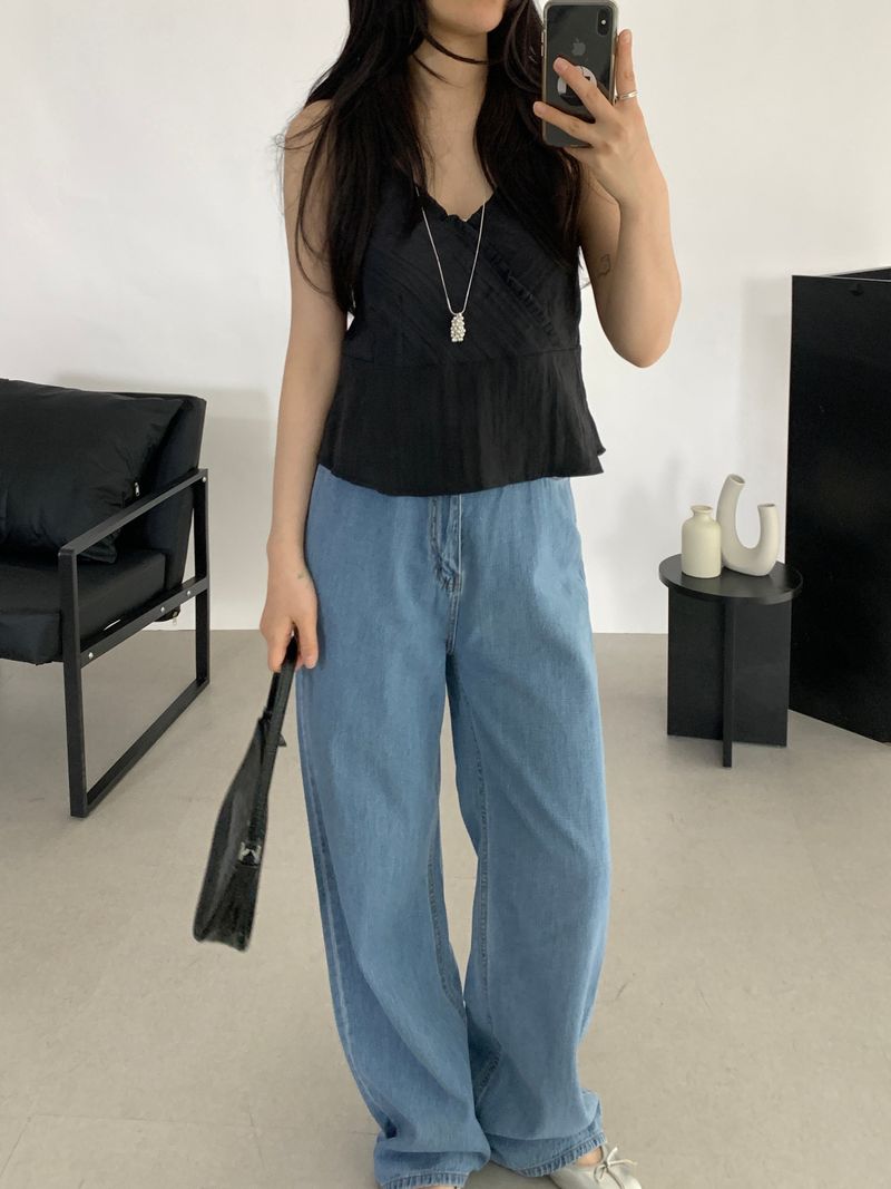 Derin Frill Bustier Sleeveless Blouse