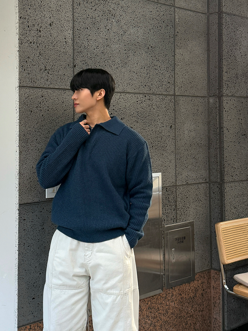 Open collar hachi knit
