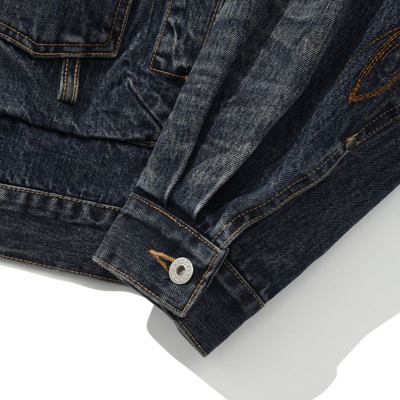 Bleach dyeing trucker jacket / Vintage indigo