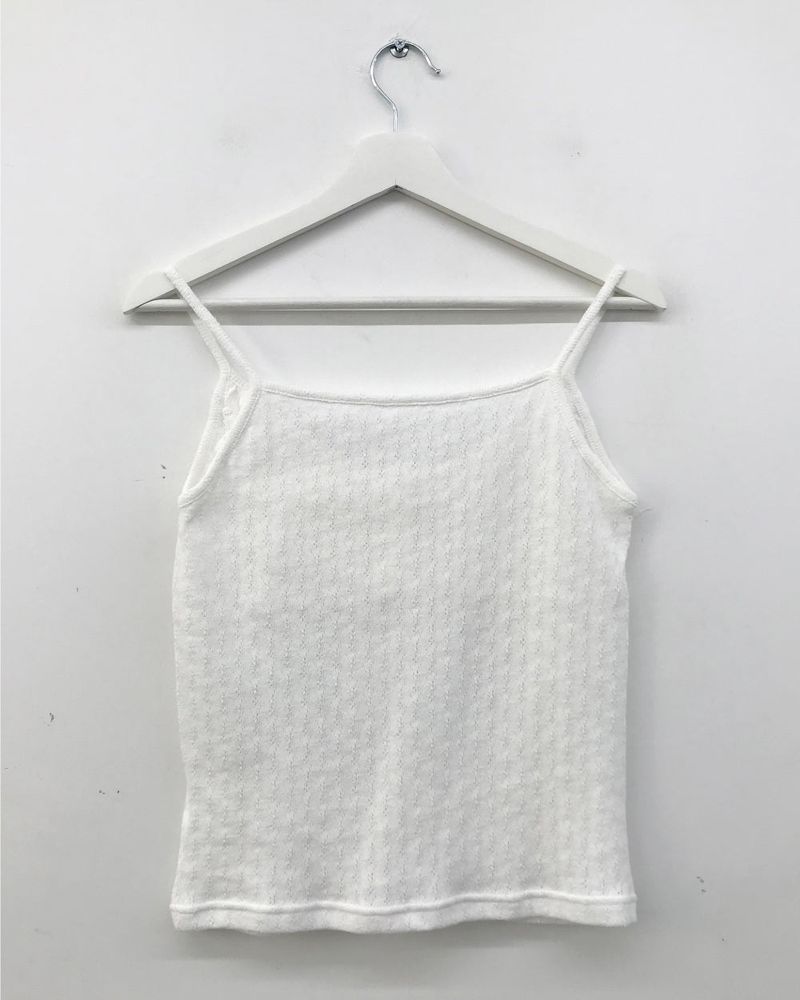 French punched button sleeveless top (4color)