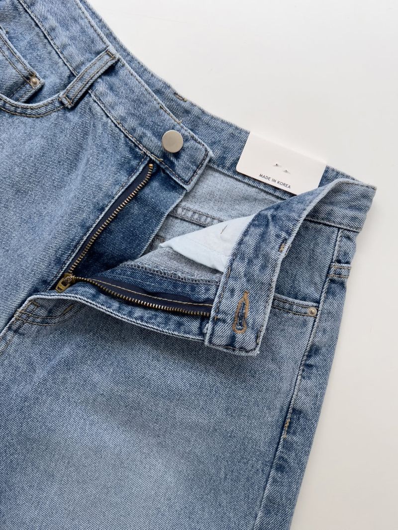 Out Half-Length Wide Denim Pants