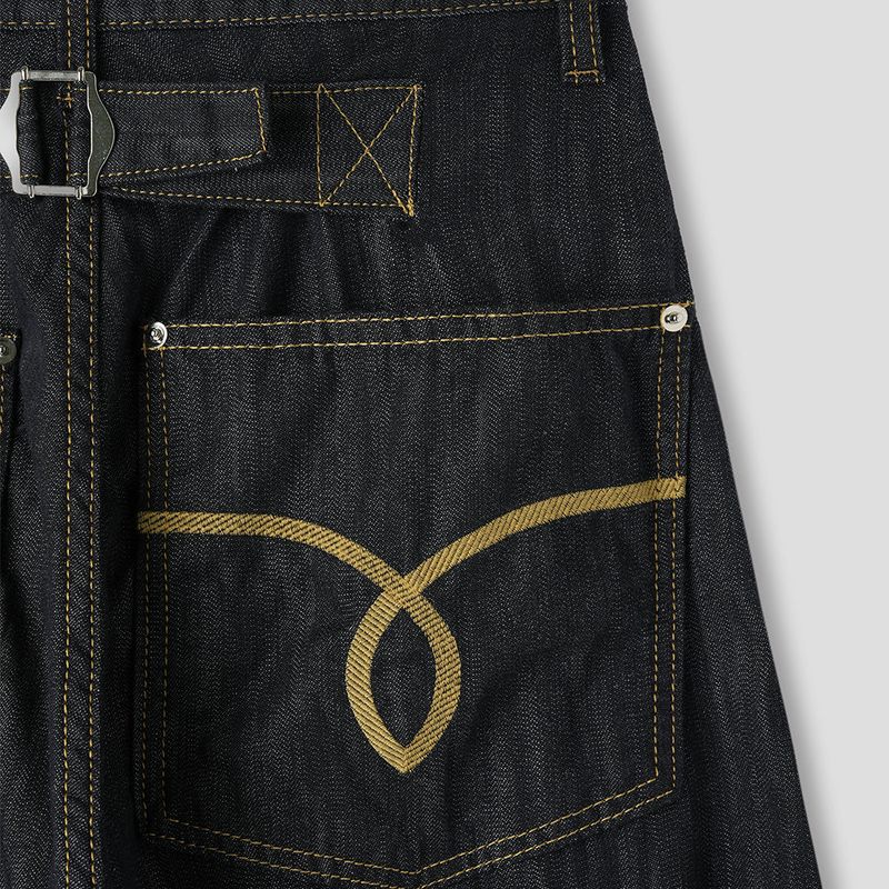 Low waist tab denim pants -1C