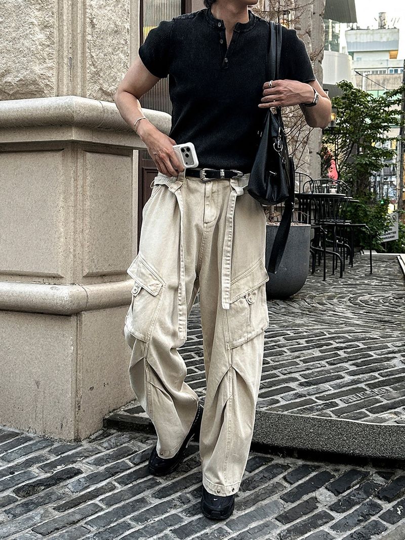 LMN Maison Belted Pintuck Cargo Pants (3 colors)