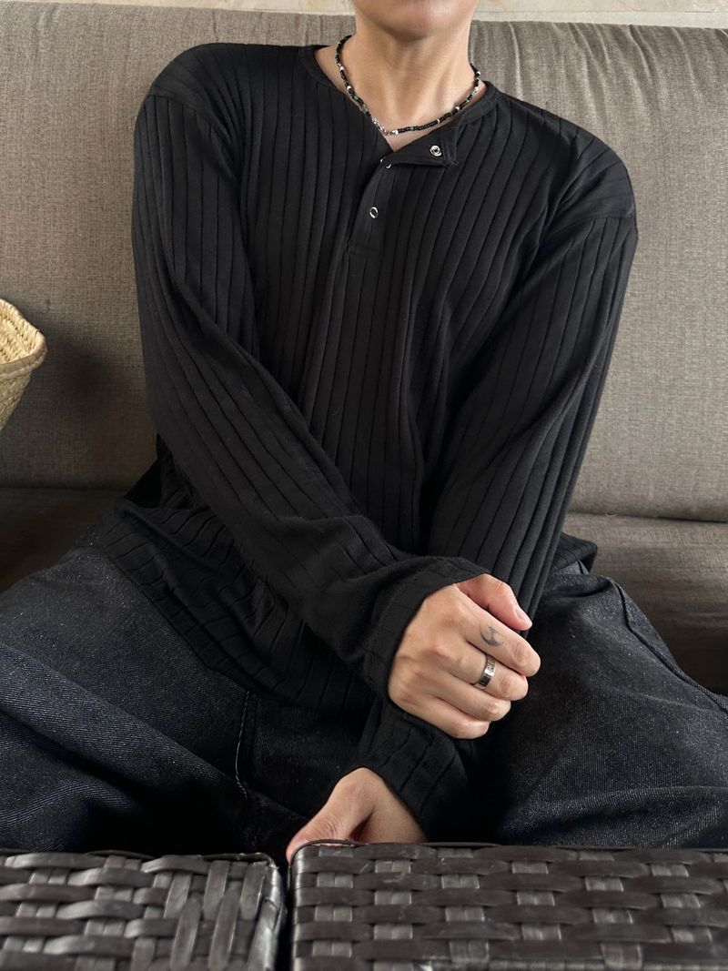 simple line henry neck long-sleeve 3C