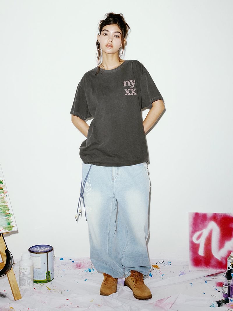 LACE LOGO TEE CHARCOAL