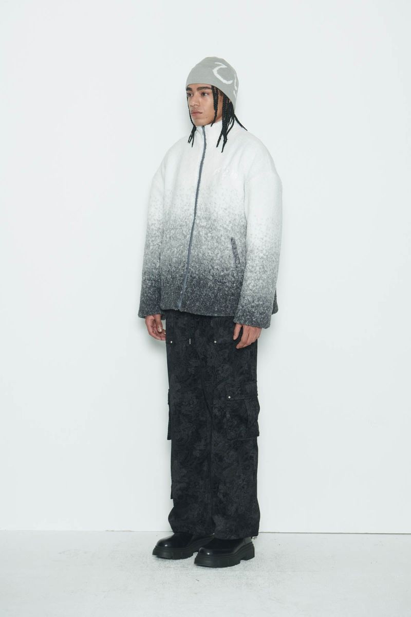 Grey Gradation Sherpa Fur Jacket