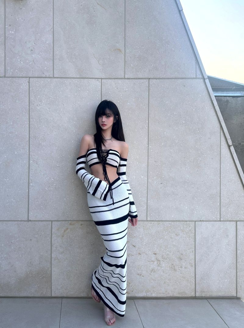 Striped knitwear set