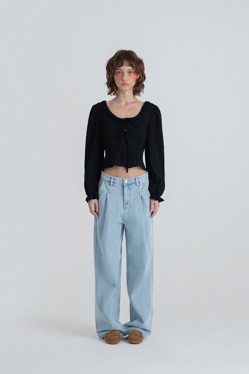 Prelin ribbon blouse_black