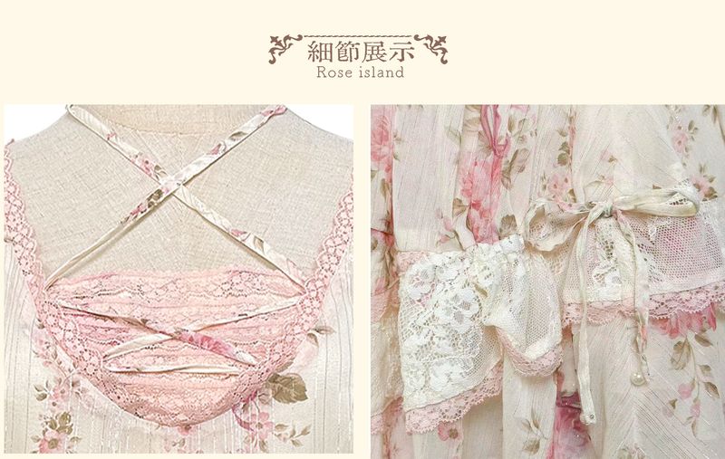 Rose Island-アフターザレイン フラワールーム シルクシフォン スリム ロングワンピース 2WAYドレス