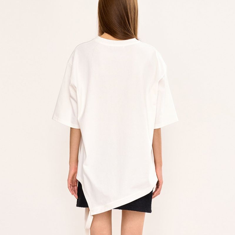Asymmetric Belt T Shirt - White