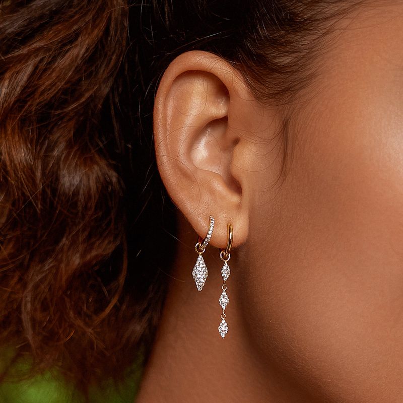 Gold Pave Sparkle Drop 925 Silver Ring Earring E061-15G