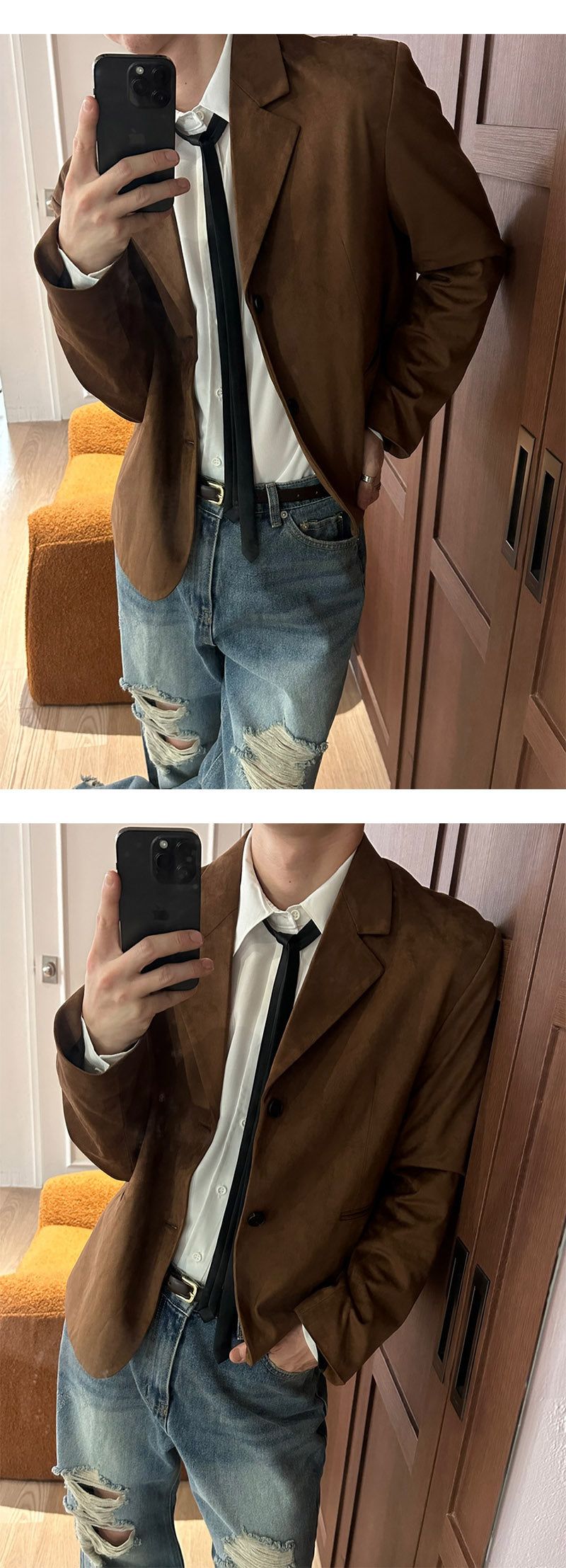 [F/W] Crop suede blazer(2color)