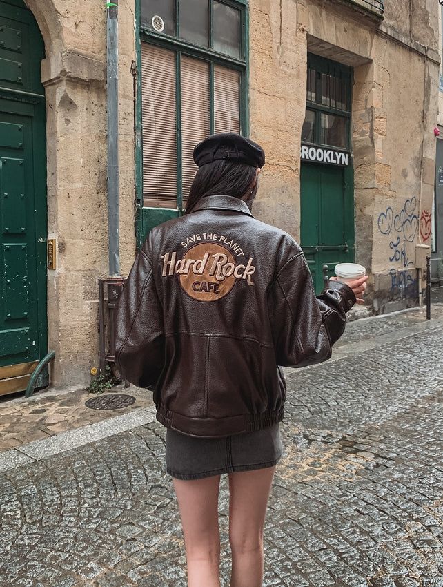 One de lock patch embroidery leather jumper