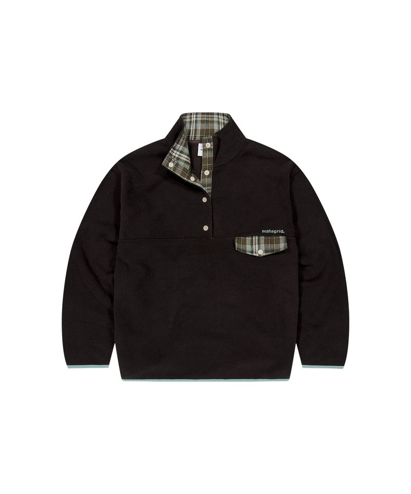 CHECK FLEECE ANORAK_BROWN