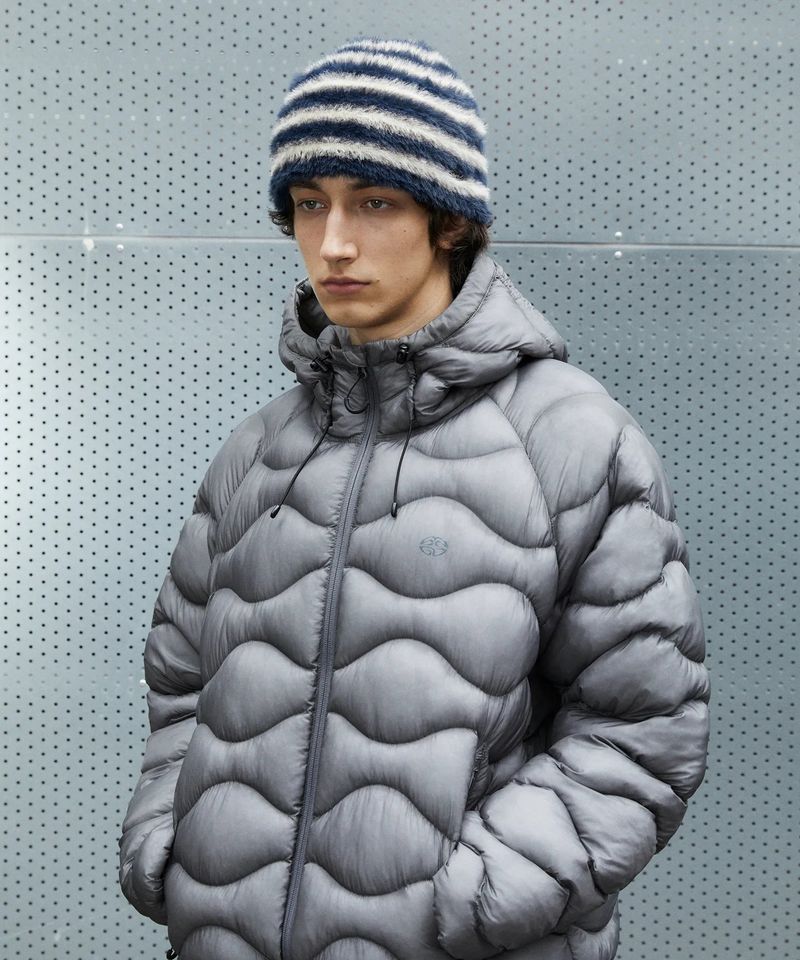 HAIRY STRIPE BEANIE_CHARCOAL