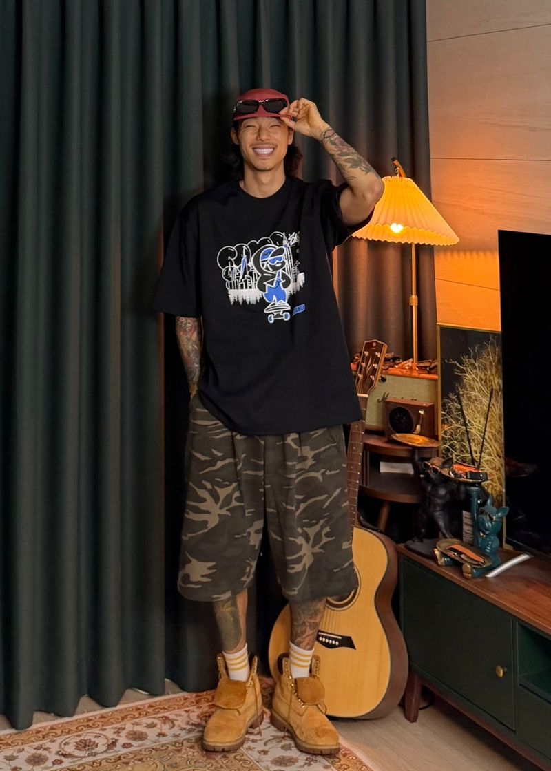 6 One-Tuck Camo Shorts
