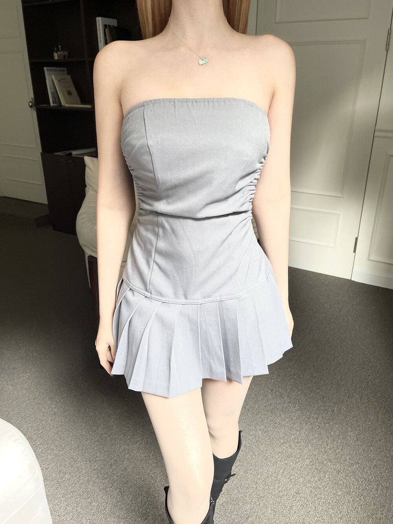  Backless top pleats mini ops (2color)
