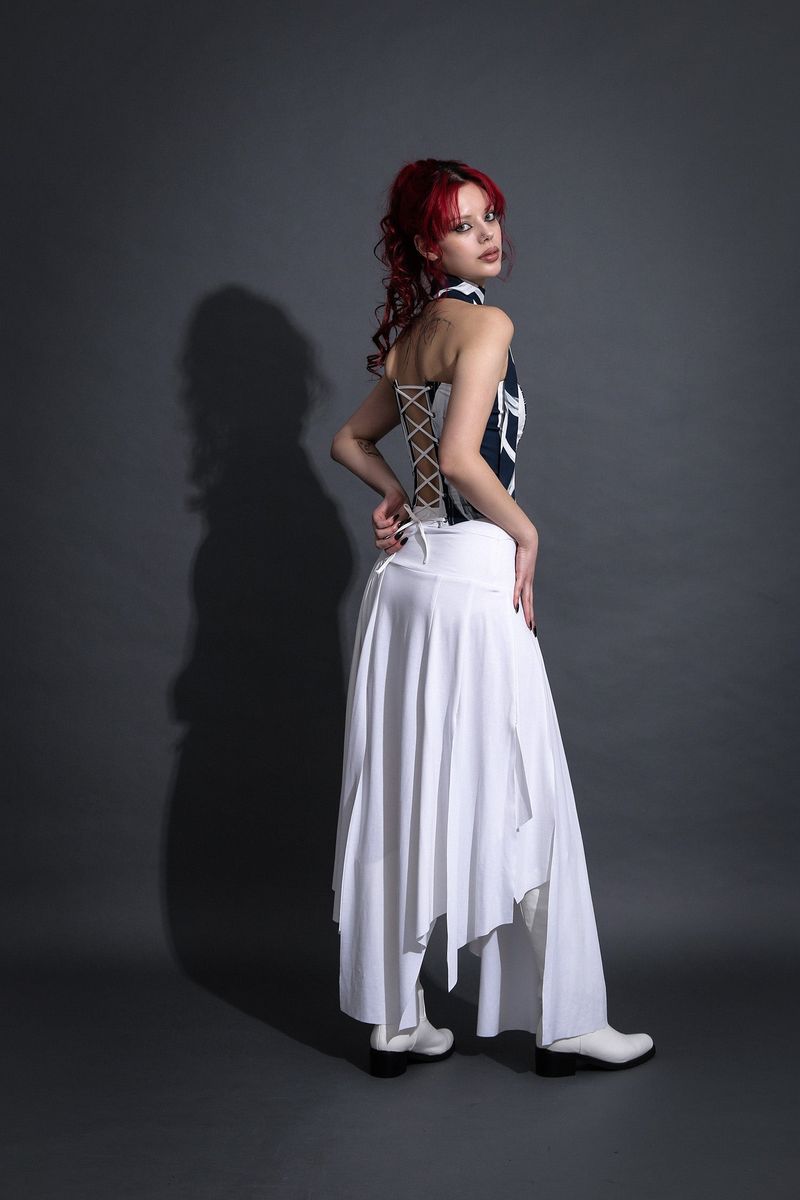 ROMANTIC PRINTED CORSET #WHITE SILK