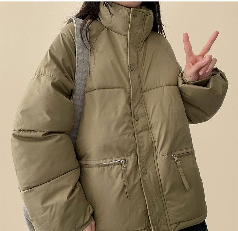  Ringf pocket zipper high neck padded jumper