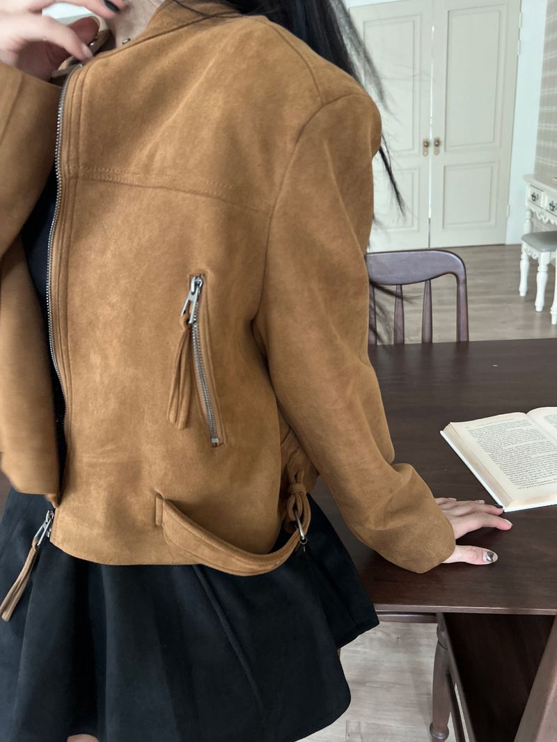 Bohemian two-button buckle suede rider jacket (2 colors)