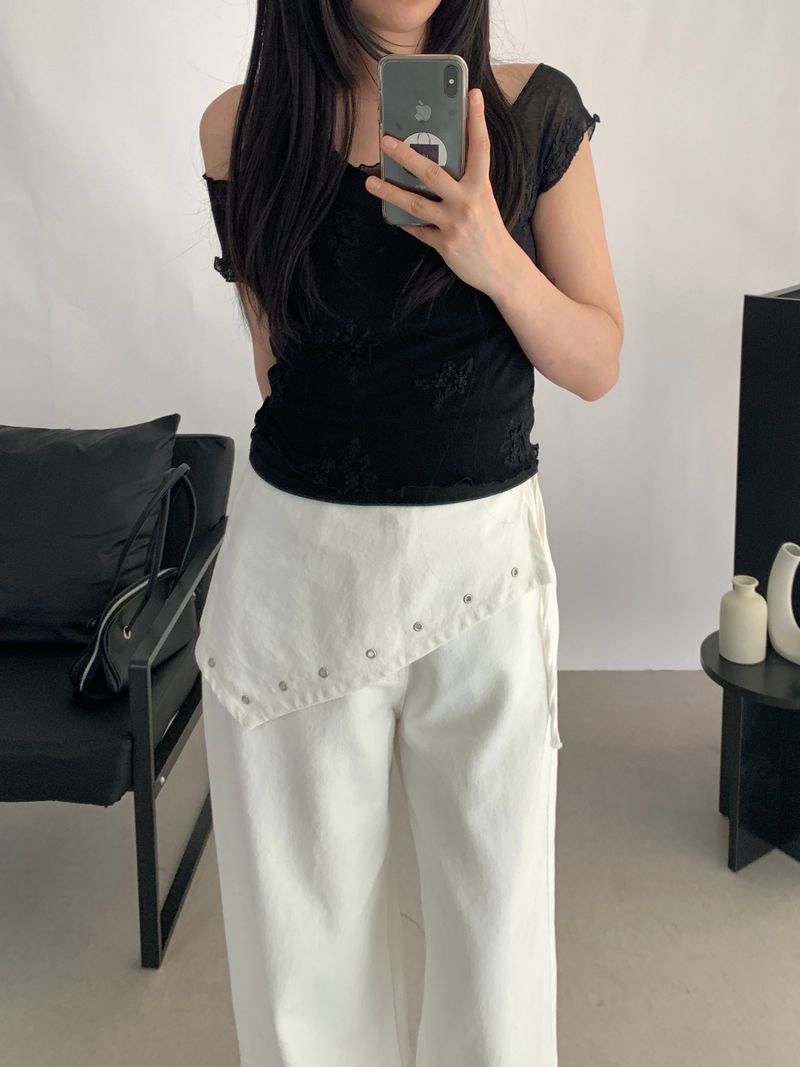 [SET] Roman Sleeveless Flower Blouse Set