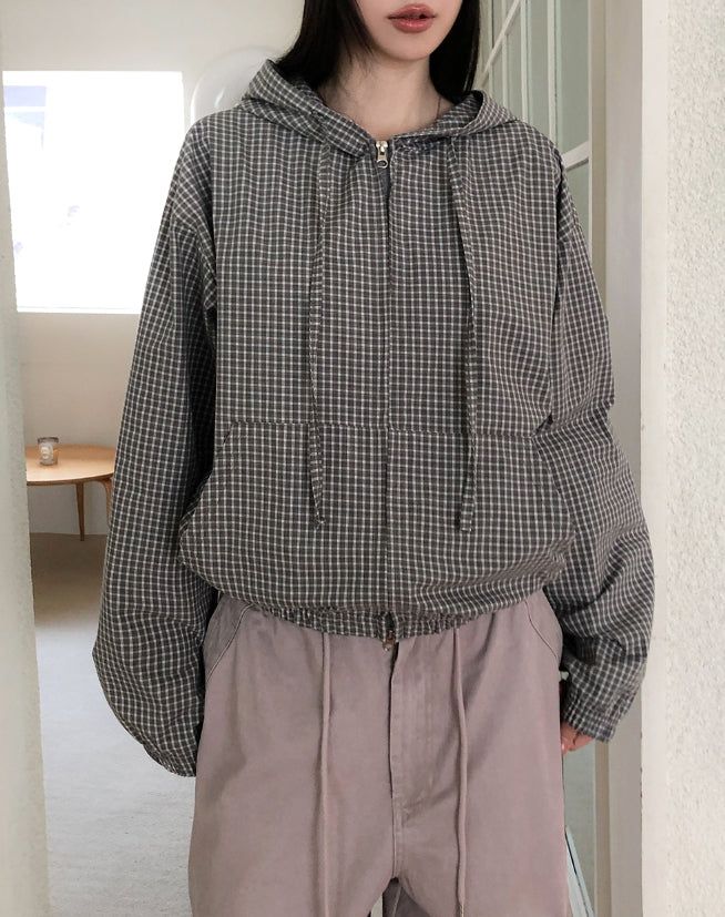 Moa Two Way Check Hood Zip-Up