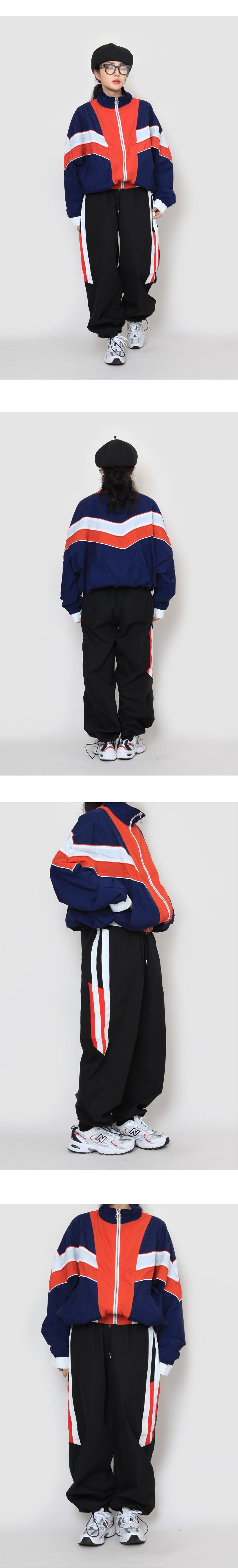 line colored track pants