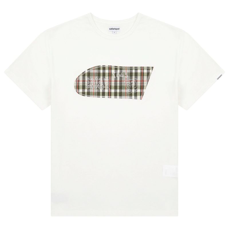 safarispot（サファリスポット）の「 ROUX BASE SCHOOL EAT THE LAND CHECK TEE (GREEN)（Tops）」