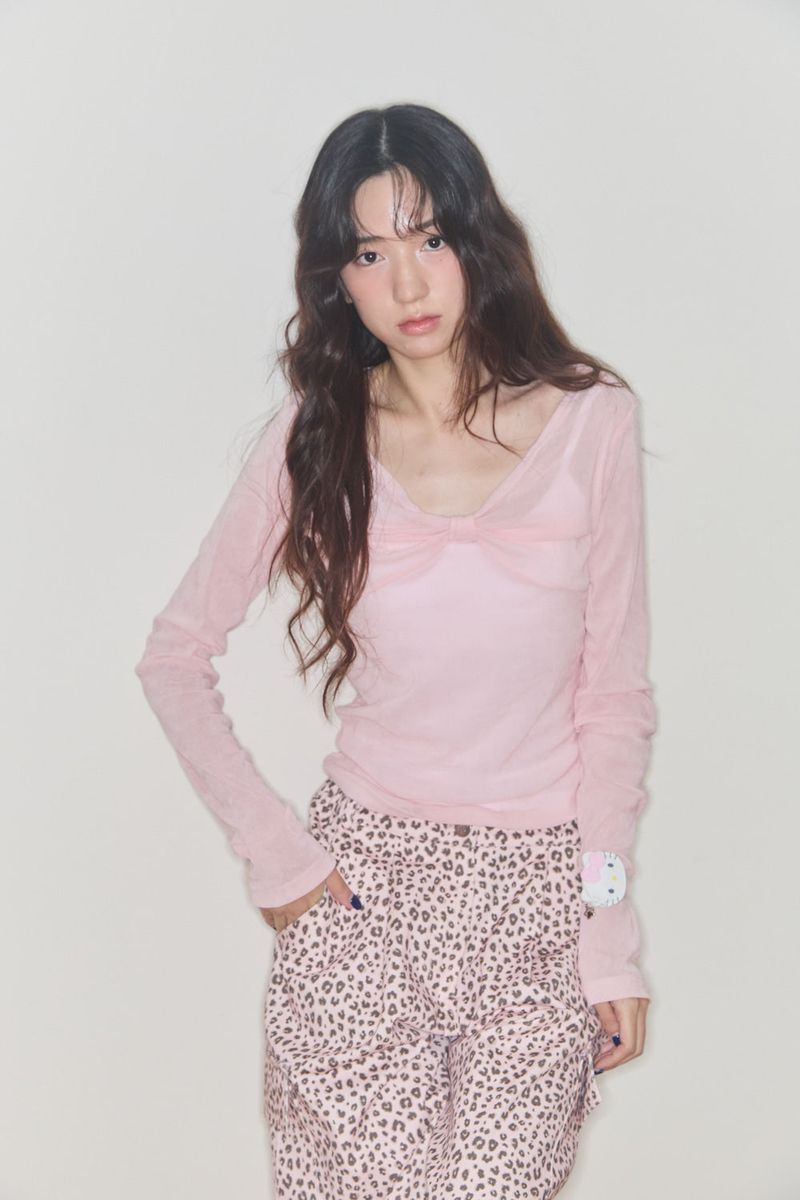 SHERRY RIBBON VELVET TOP (PINK)