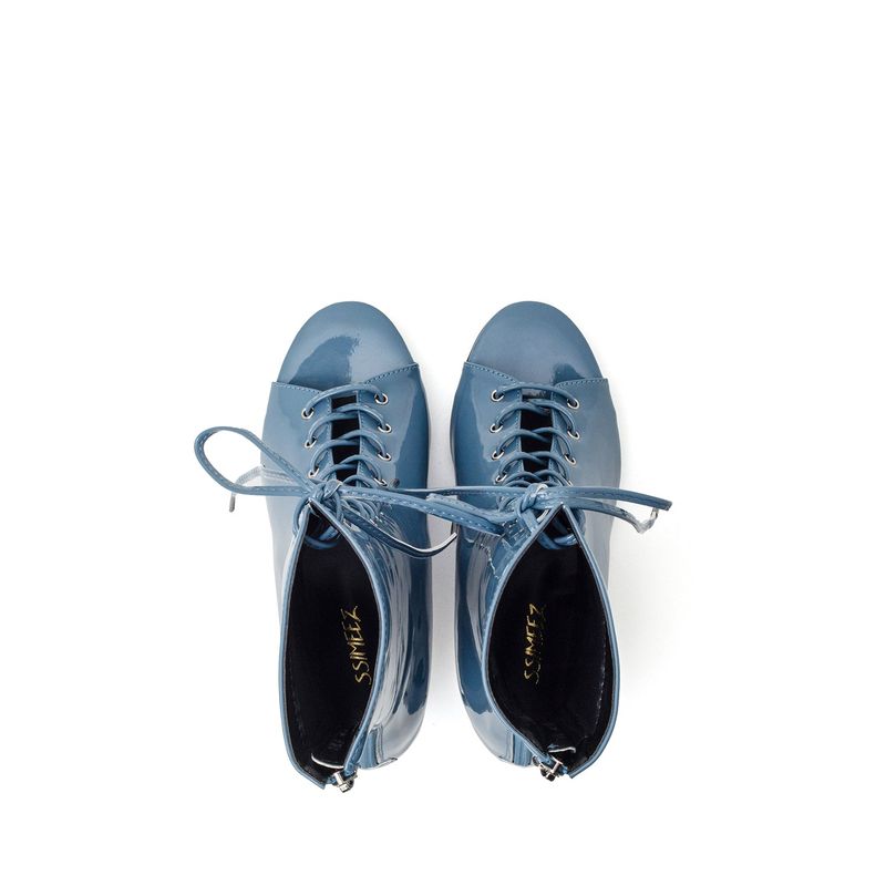 Patent Lace-Up Open Toe Heel(Dusty Blue)