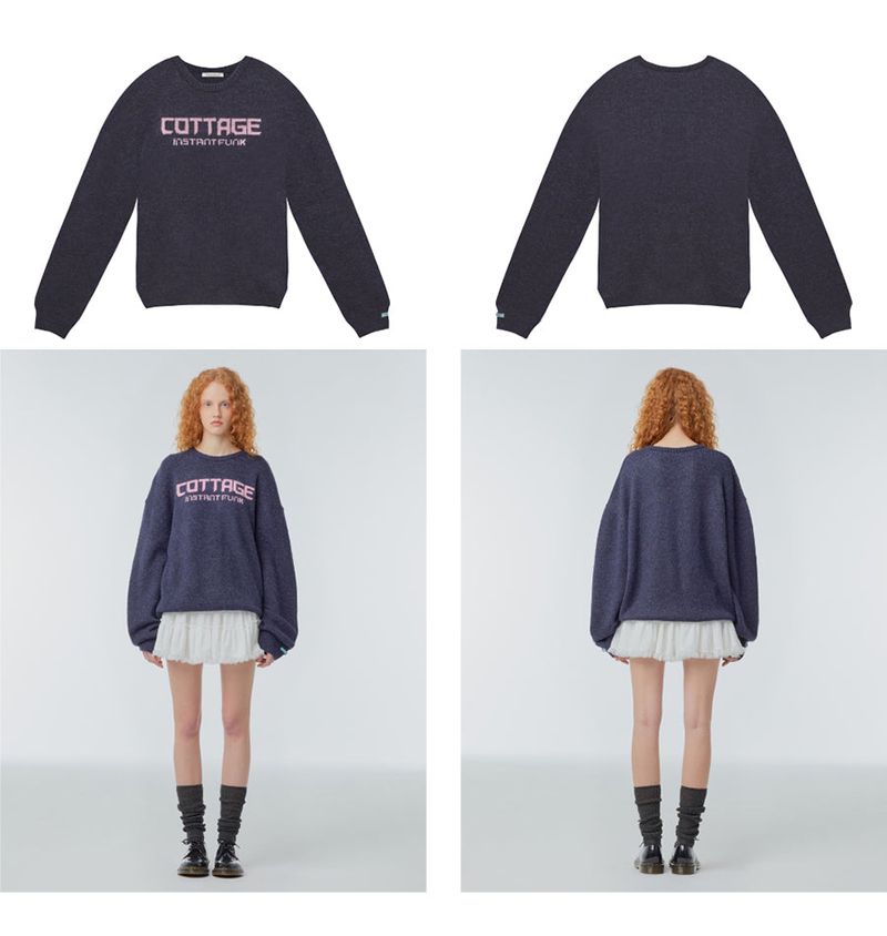 Oversized needlework wool-blend sweater