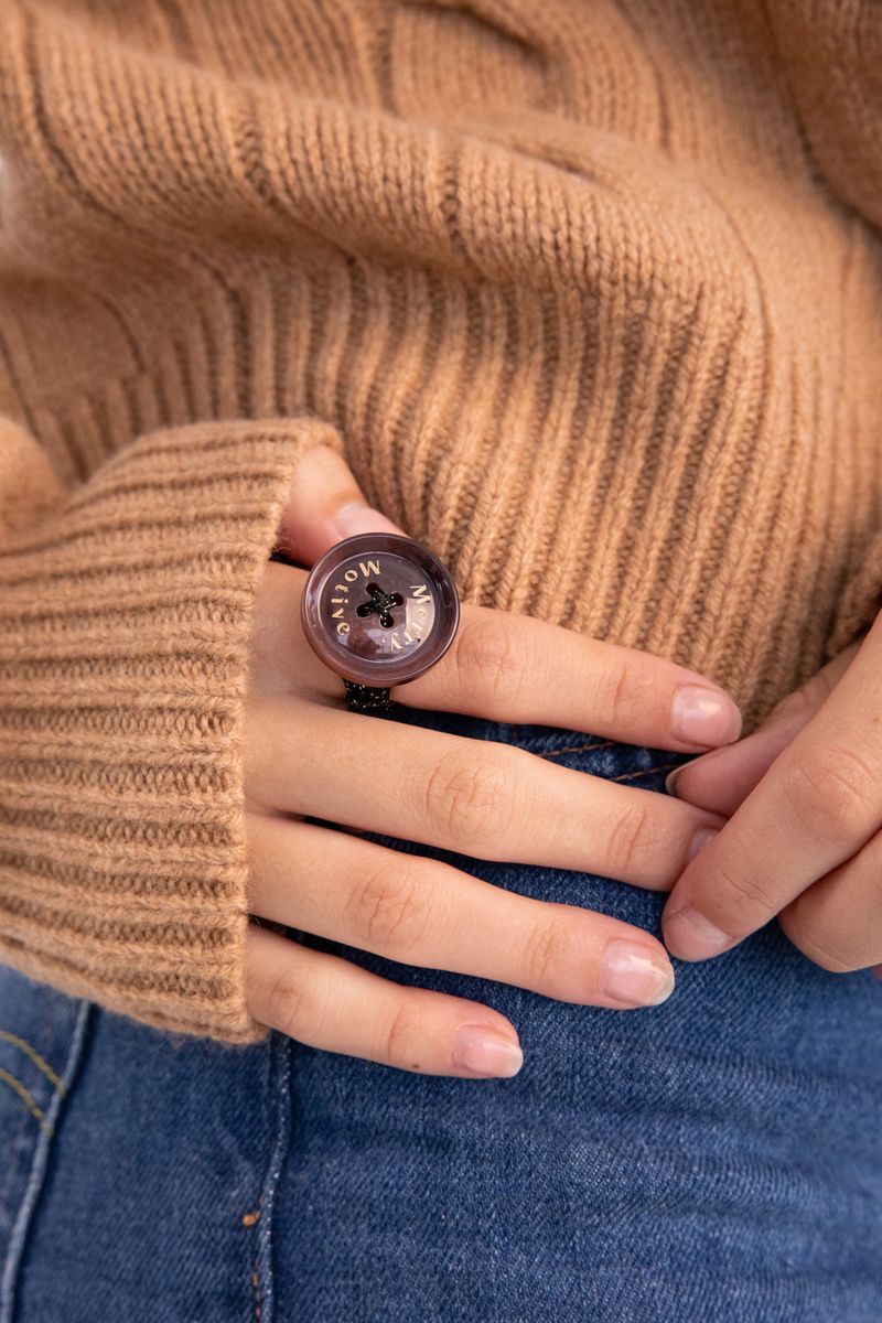 Merry,Motive signature button with knit ring (Wine)
