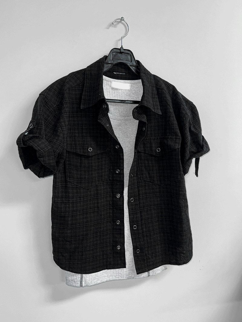 Plaid Roll-Sleeve Shirt