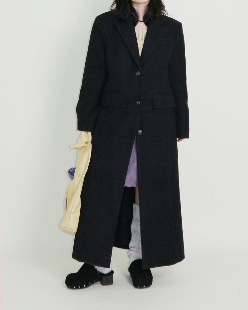 UZYOUNG（ユズヨン）の「Stutch Solid Wool Long Coat (Lining Fleece-lined)（Jackets/Outerwear）」