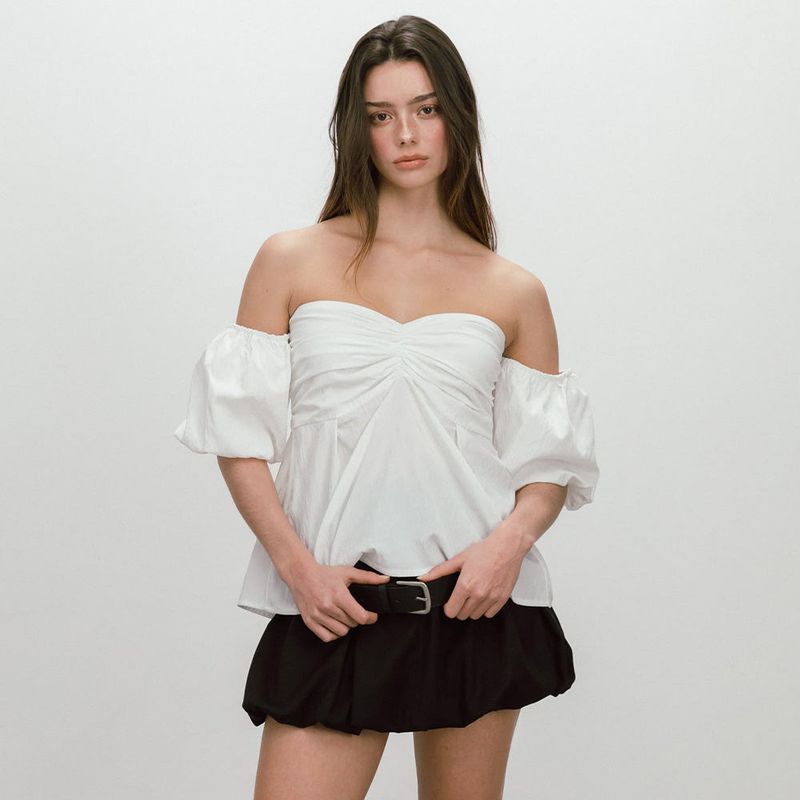PUFF SHIRRING BLOUSE / WHITE