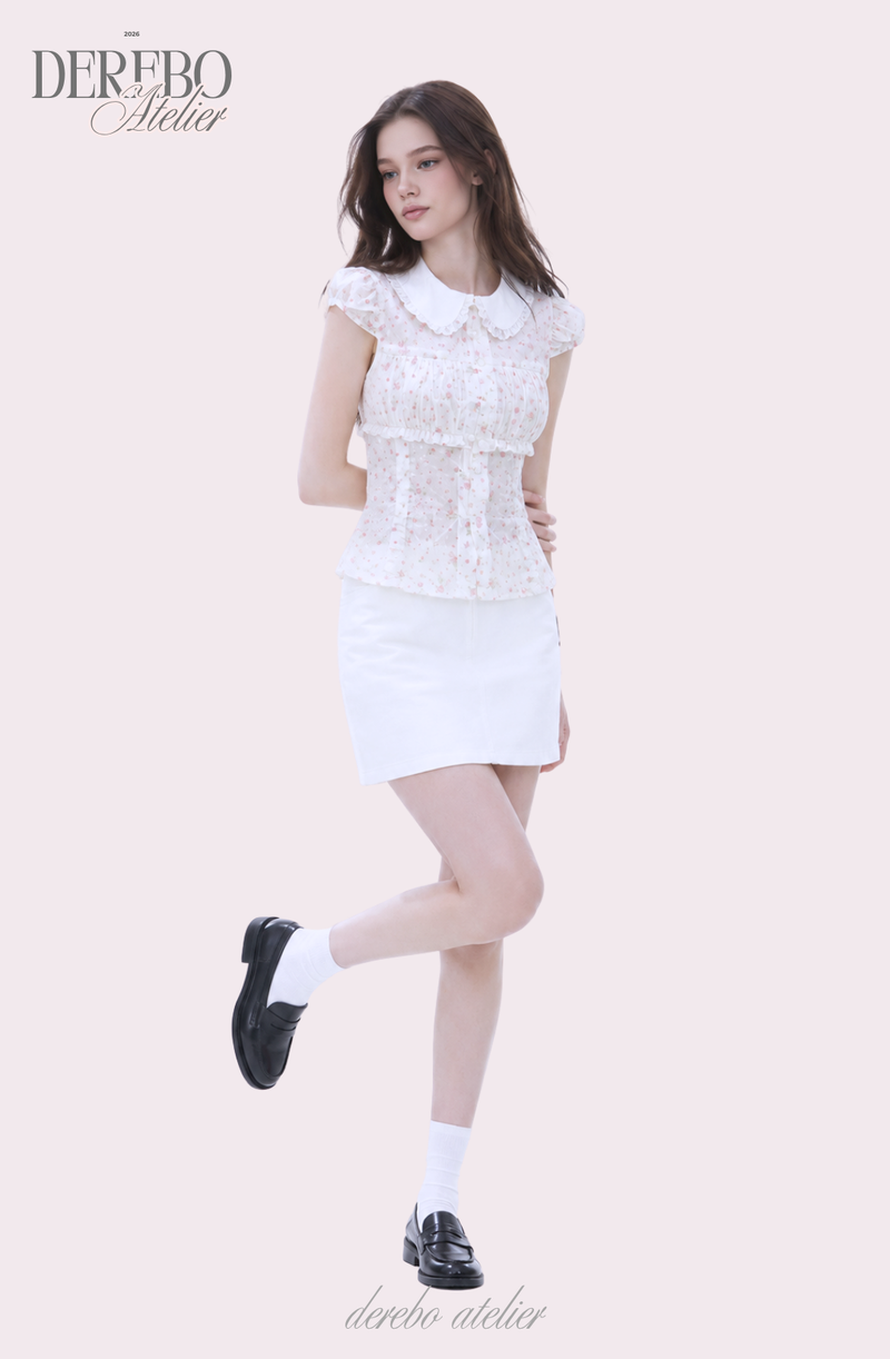 Peter Pan Floral Short-Sleeve Blouse
