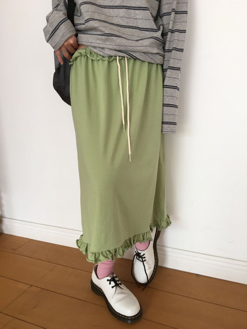 Sophie Frill Banding Long Skirt (4color)