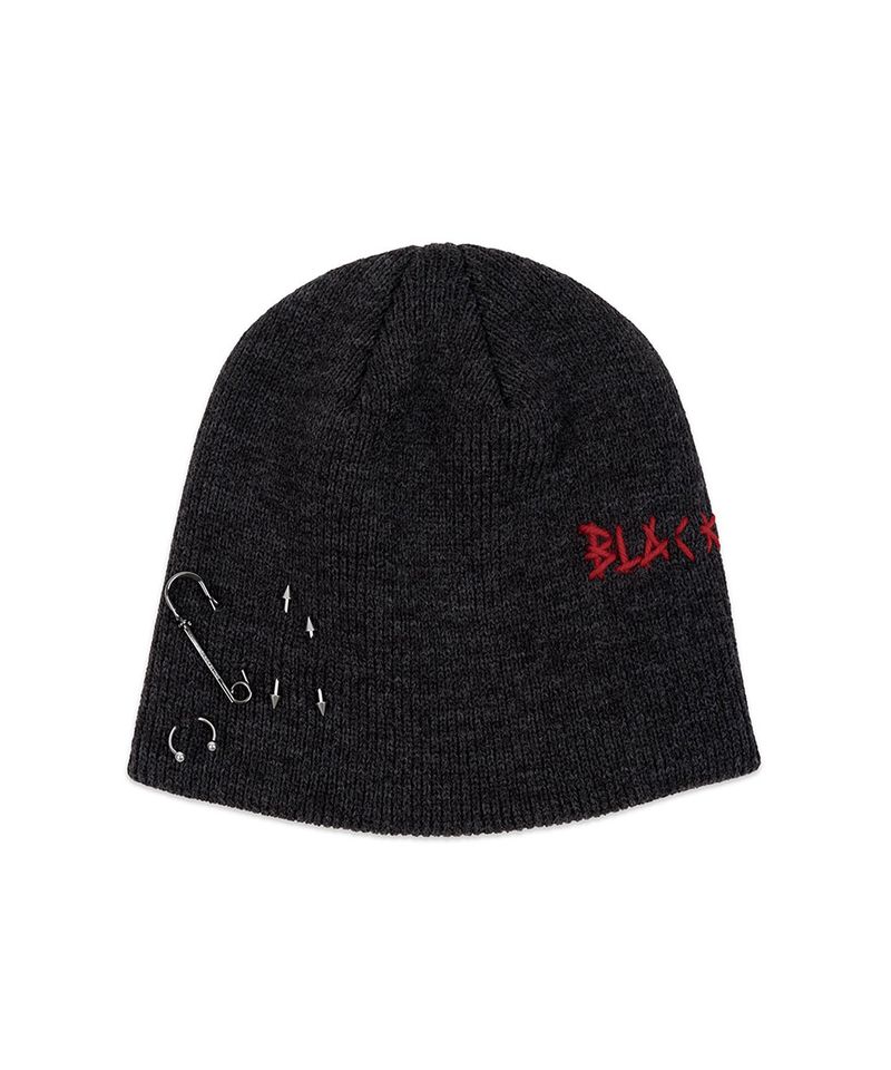 BLACKBLOND（ブラックブロンド）の「BLACKBOND エンブロスロゴピアスビーニー (チャコール)（帽子）」