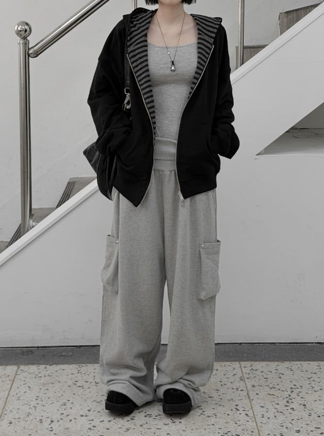 mnem（ムネム）の「Robe Reversible Striped Hooded Zip-Up（Tops）」