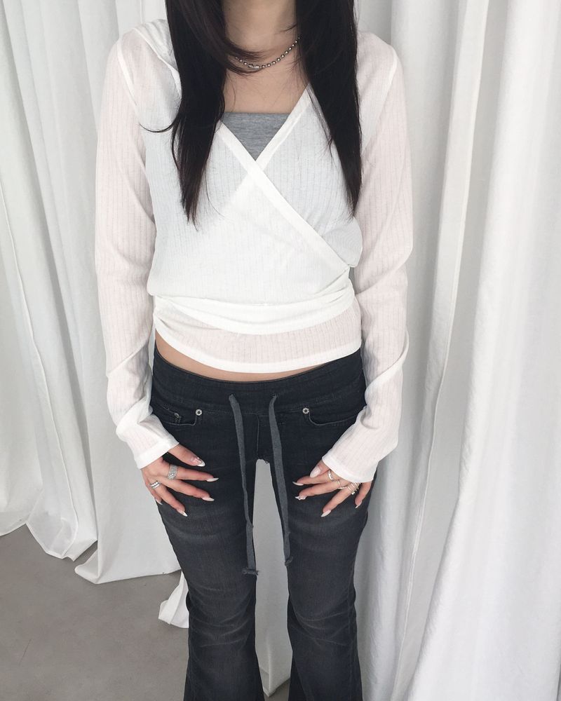 Banding low denim boots cut pants