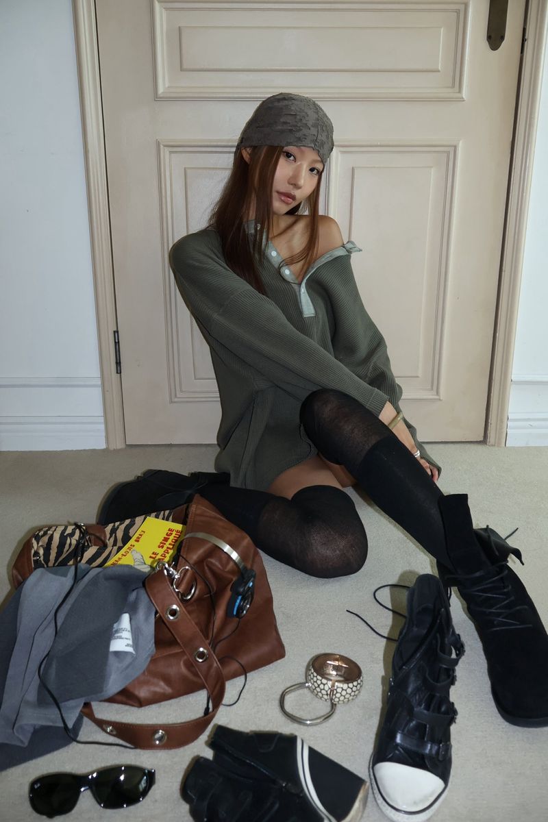 DEPC（デプク）の「WAFFLE LONG-SLEEVE TOP – KHAKI （Tops）」