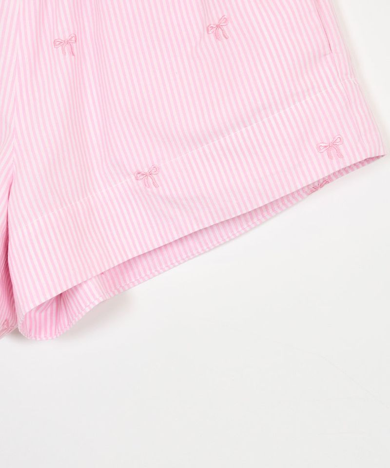 STRIPE RIBBON SHORTS PINK